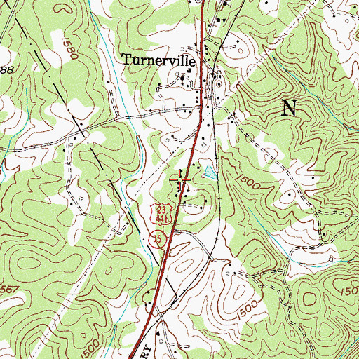 Topographic Map of Turnerville Church of God, GA