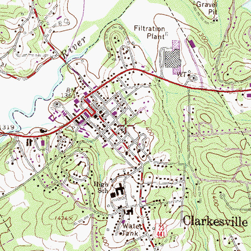 Topographic Map of Washington-Jefferson Street Historic District, GA