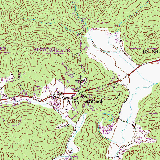 Topographic Map of Antioch Church, GA