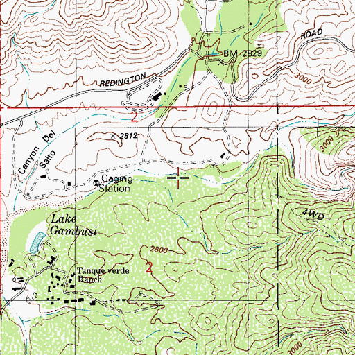 Topographic Map of Tanque Verde Canyon, AZ