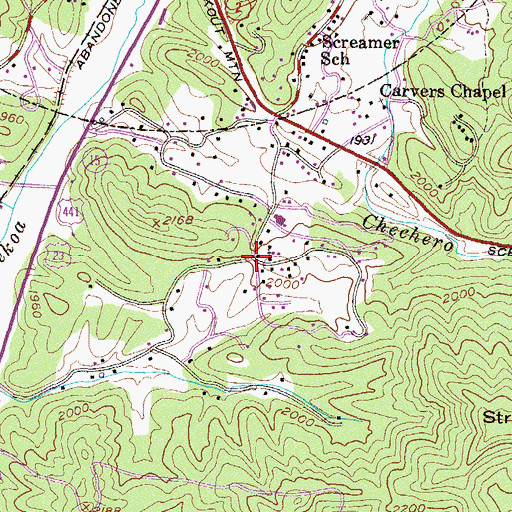 Topographic Map of Laurel Falls, GA