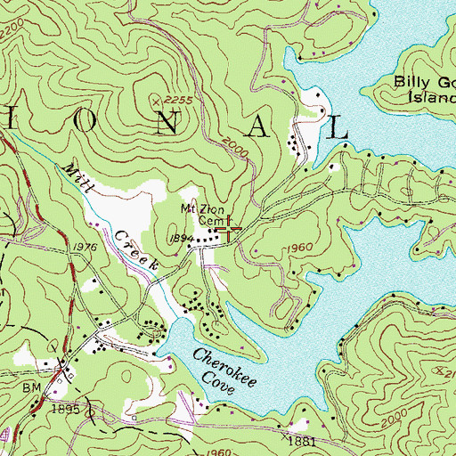 Topographic Map of Mount Zion Church (historical), GA