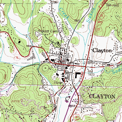 Topographic Map of Rabun County Courthouse, GA
