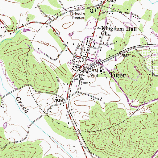 Topographic Map of Tiger Methodist Church, GA
