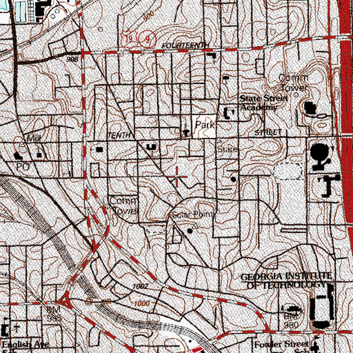 Topographic Map of Ajax Placement Center, GA