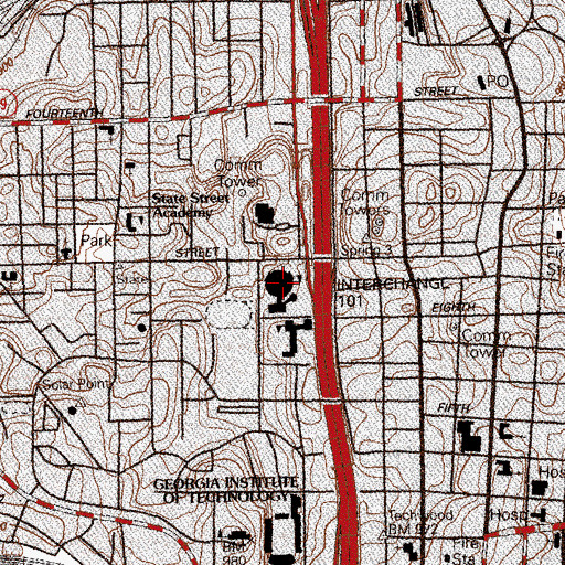 Topographic Map of Alexander Memorial Coliseum, GA