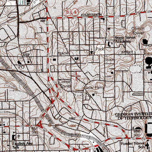 Topographic Map of Armstrong Hall, GA