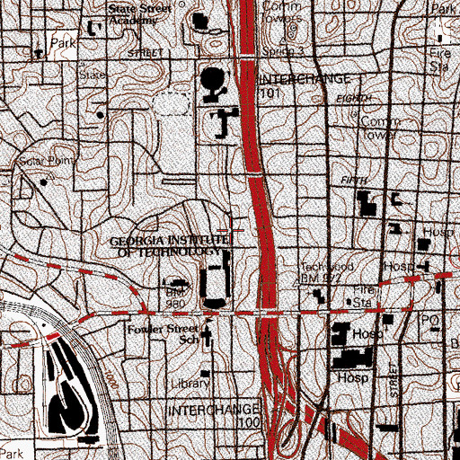 Topographic Map of Baptist Student Union, GA