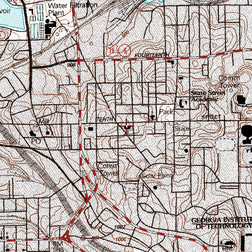 Topographic Map of Center for Rehabilitation Technology, GA