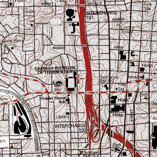 Topographic Map of Cloudman Hall, GA