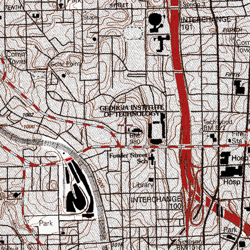 Topographic Map of Coon Mechnical Engineering Building, GA