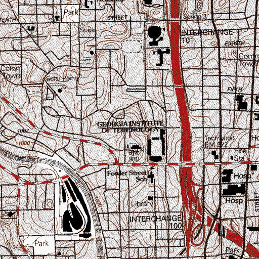 Topographic Map of D M Smith Building, GA