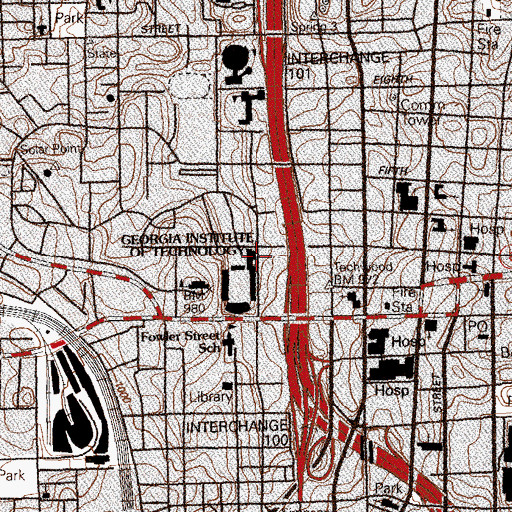 Topographic Map of Edge Intercollegiate Athletic Center, GA