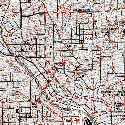 Topographic Map of Folk Hall, GA