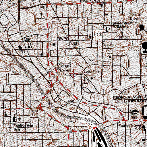 Topographic Map of Freeman Hall, GA