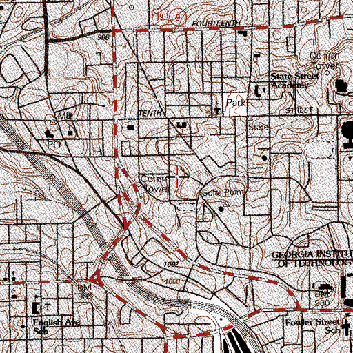 Topographic Map of Fulmer Hall, GA