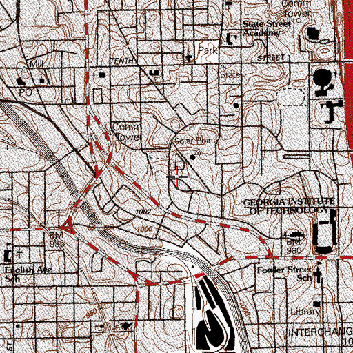 Topographic Map of Groseclose Industrial and Systems Engineering Building, GA