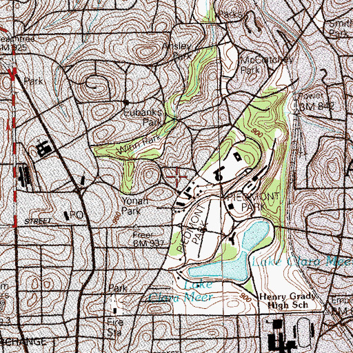 Topographic Map of Habersham Memorial Hall, GA
