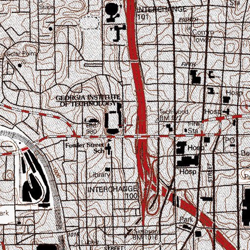 Topographic Map of Harris Hall, GA