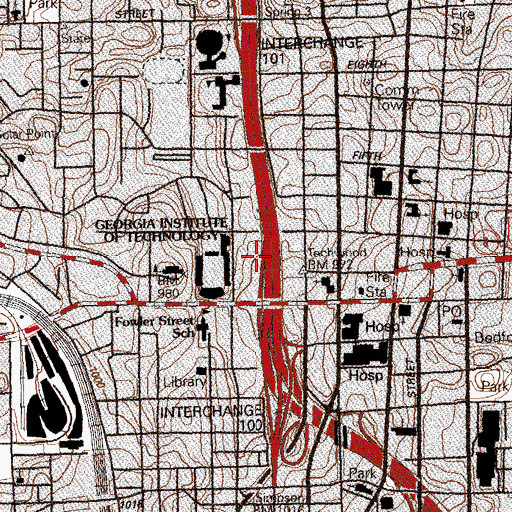 Topographic Map of Harrison Hall, GA