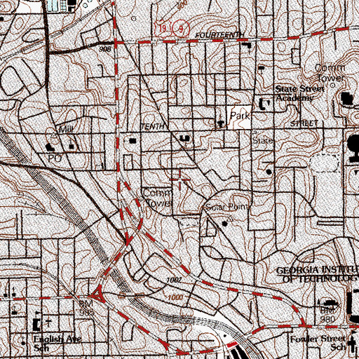 Topographic Map of Hefner Hall, GA