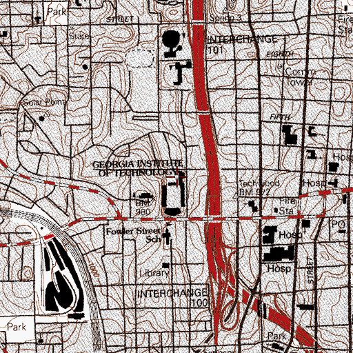 Topographic Map of Heisman Gymnasium, GA