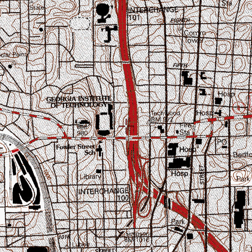 Topographic Map of Howell Hall, GA