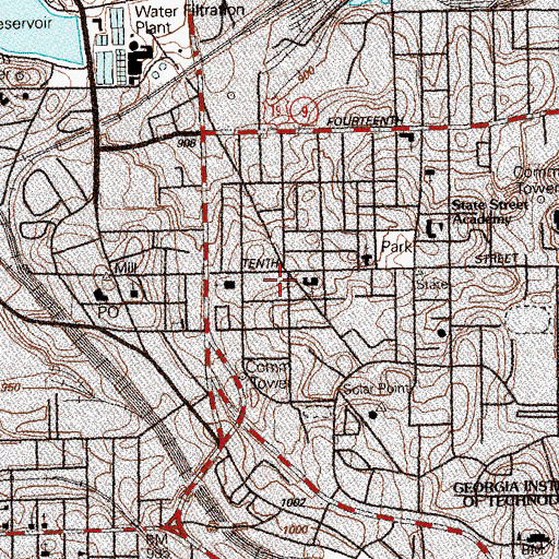 Topographic Map of Institute of Paper Science Technology, GA