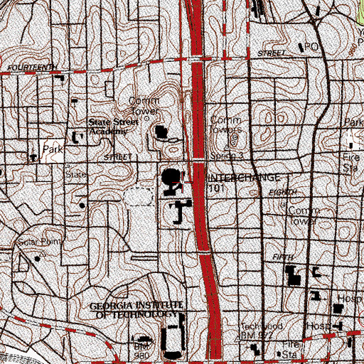 Topographic Map of James K Luck Junior Building, GA