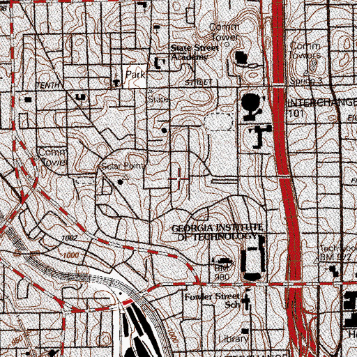 Topographic Map of Joseph M Pettit Building, GA