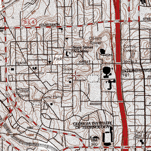 Topographic Map of King Plant Operations Building, GA
