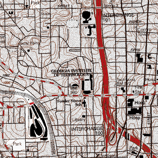 Topographic Map of Lyman Hall, GA