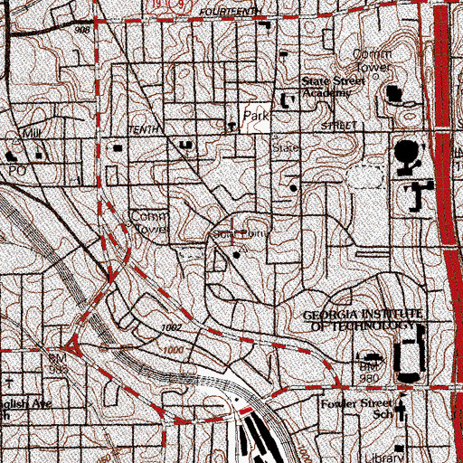 Topographic Map of Manufacturing Research Center, GA