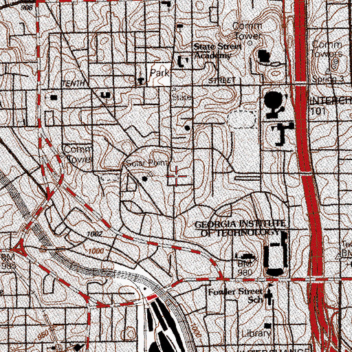 Topographic Map of Mason Civil Engineering Building, GA