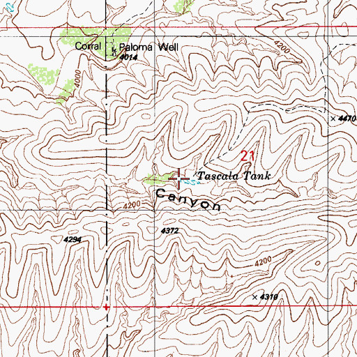 Topographic Map of Tascala Tank, AZ