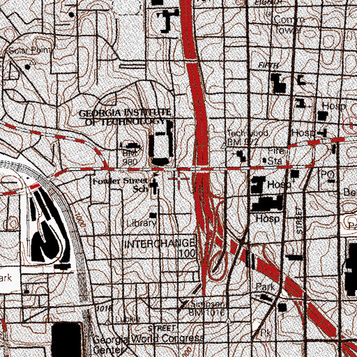 Topographic Map of McDaniel Hall, GA