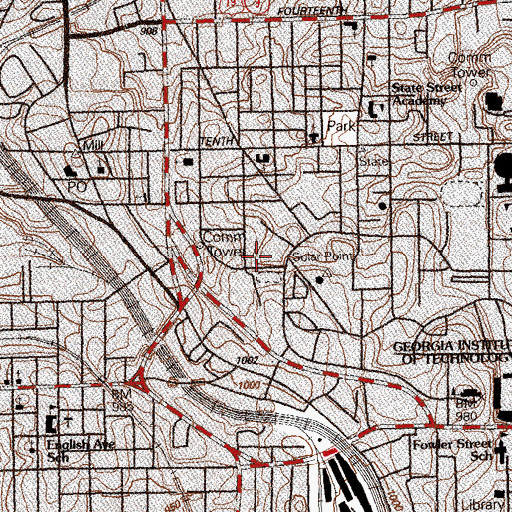 Topographic Map of Montag Hall, GA