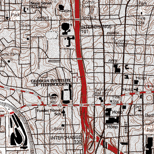 Topographic Map of Perry Hall, GA