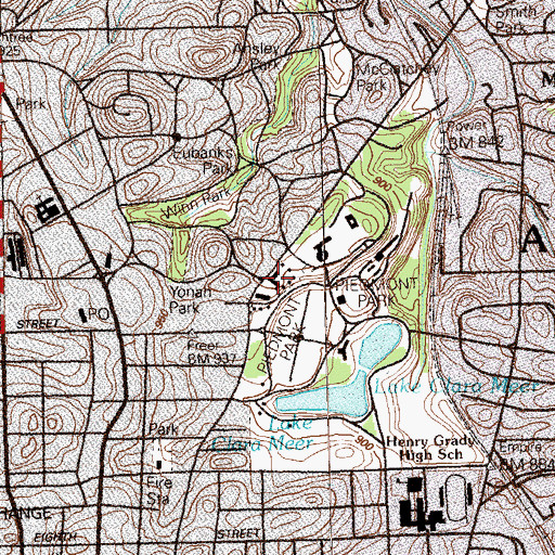 Topographic Map of Piedmont Driving Club, GA