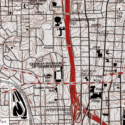 Topographic Map of Presbyterian Center, GA