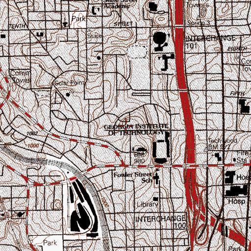 Topographic Map of Price Gilbert Memorial Library, GA