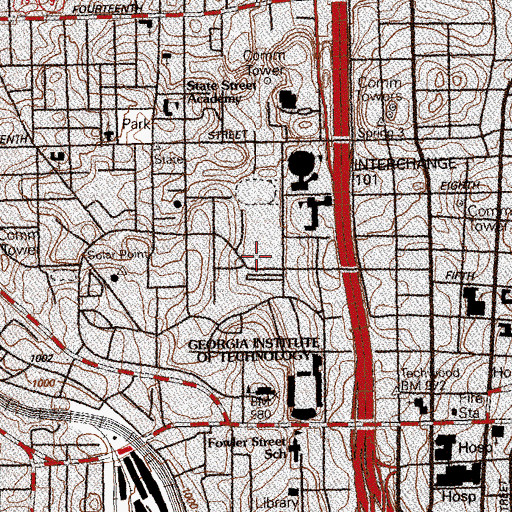 Topographic Map of Rose Bowl Field, GA