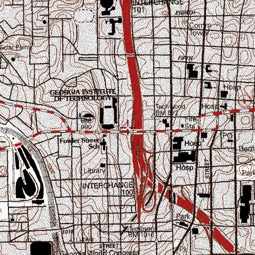 Topographic Map of Smith Hall, GA