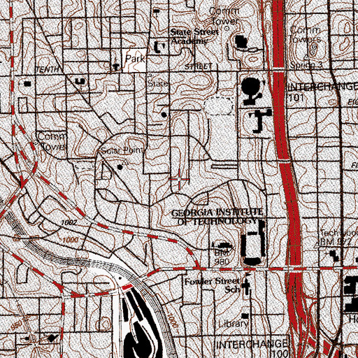 Topographic Map of Van Leer Electrical Engineering Building, GA