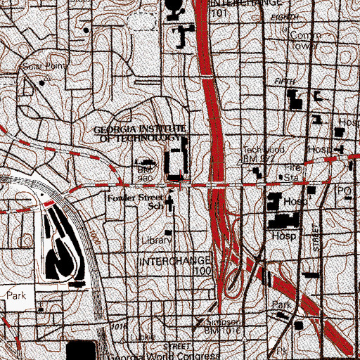 Topographic Map of Wardlaw Center, GA