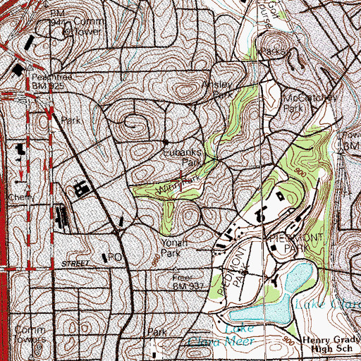 Topographic Map of Winn Park, GA