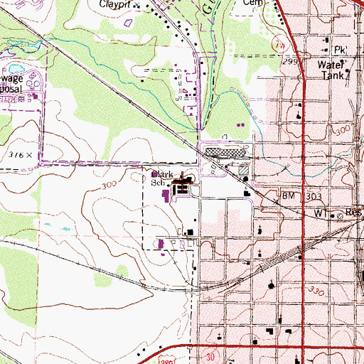 Topographic Map of A S Clark Elementary School, GA