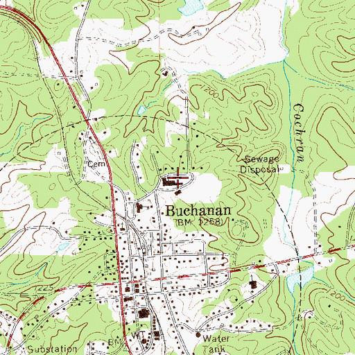 Topographic Map of Buchanan Elementary School, GA
