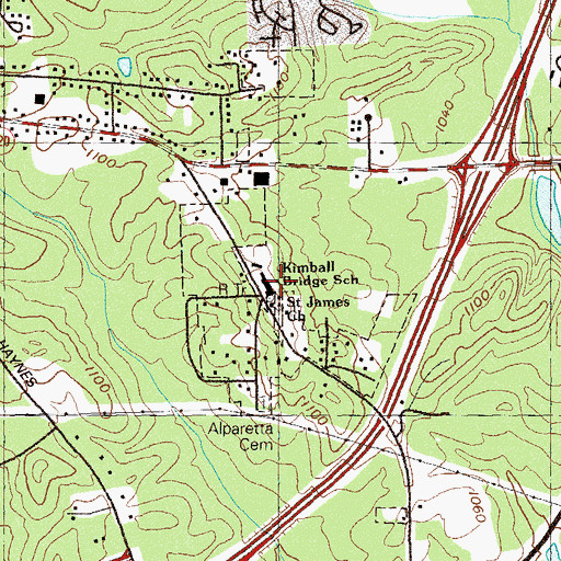 Topographic Map of Kimball Bridge School, GA