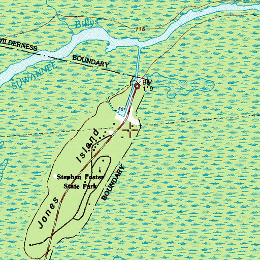 Topographic Map of Stephen Foster State Park, GA
